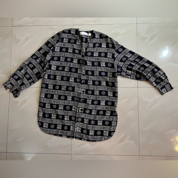 Dana Buchman 100% silk multicolored tunic top Stamped Lightweight blouse Size 12 - Picture 6 of 16